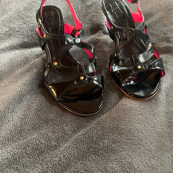 Sale 🔥 Alexander McQueen Black Patent Leather Heels Strap Sandals Size 6 - Picture 2 of 9